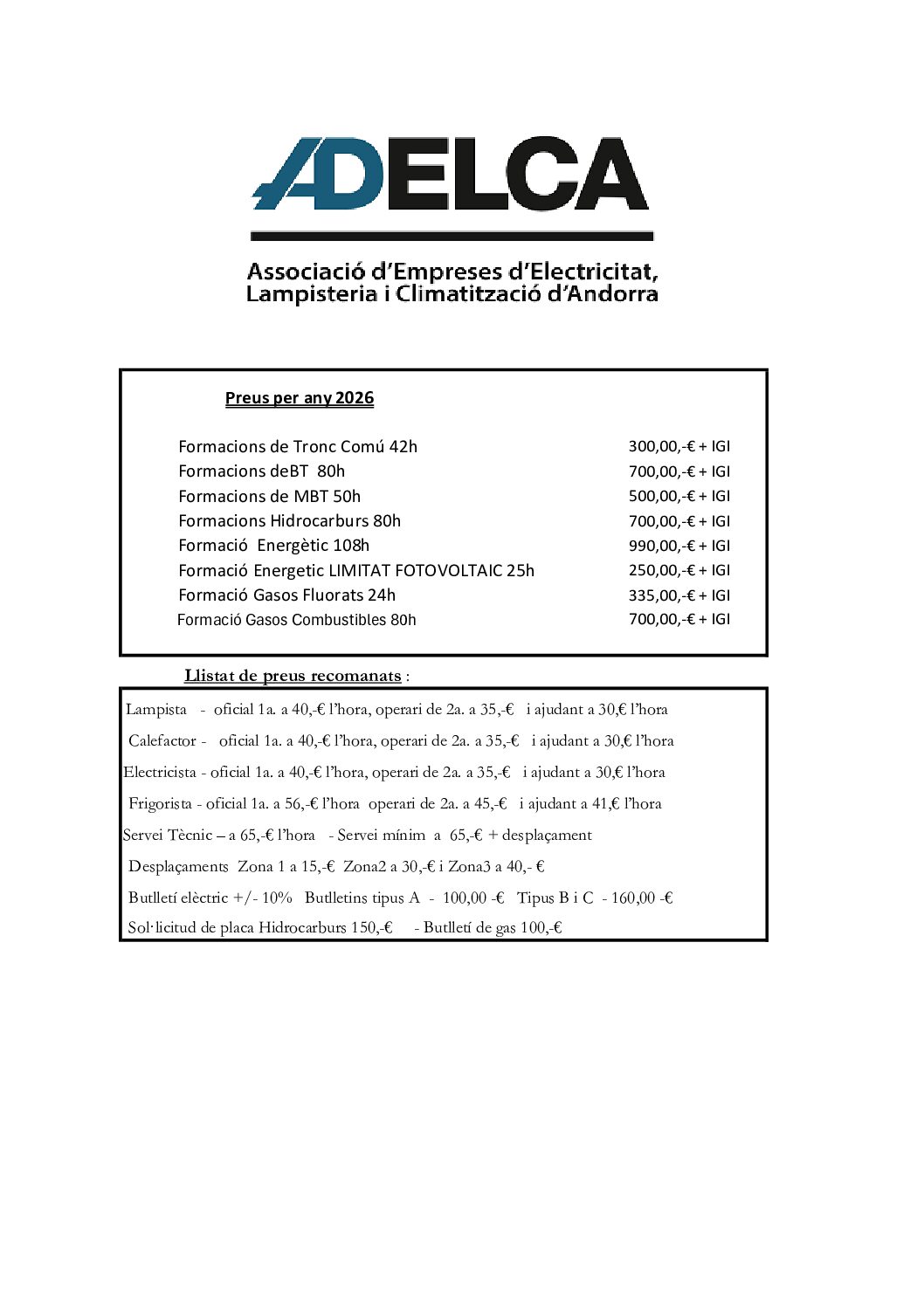 PREUS RECOMANATS 2026